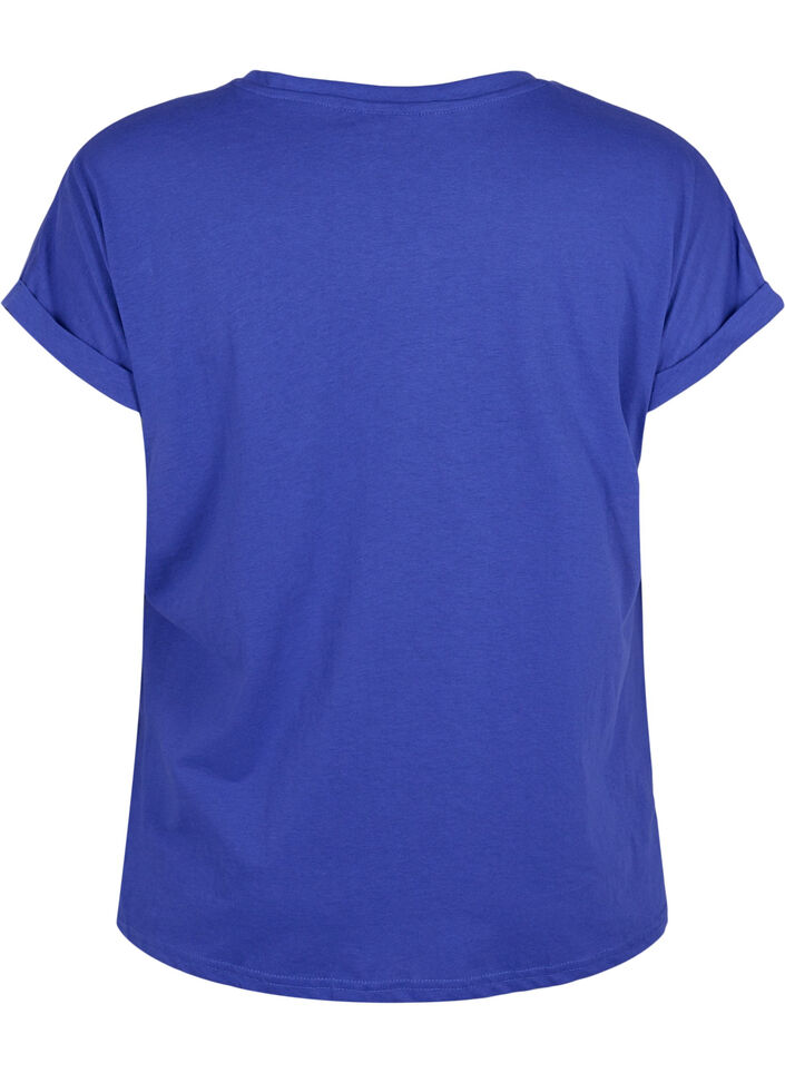 T-shirt met korte mouwen van katoenmix, Blauw, Packshot image number 1