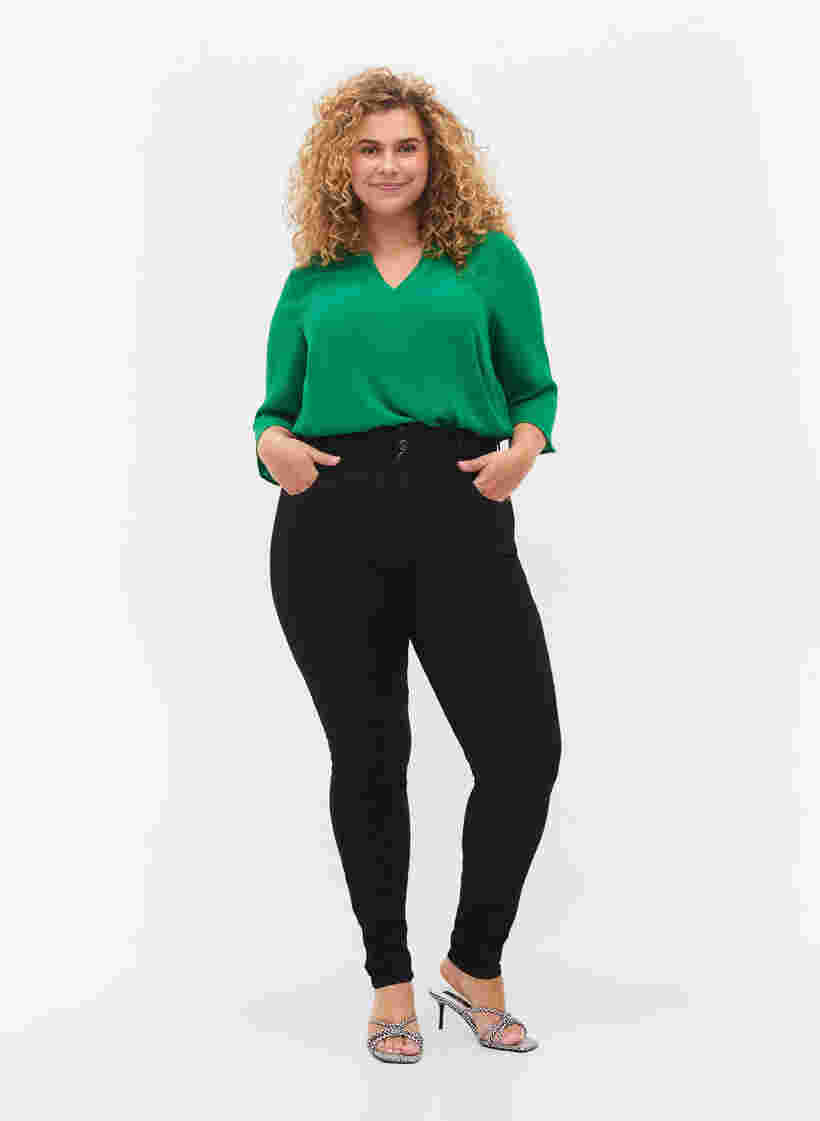 Super slim Bea jeans met extra hoge taille, Black, Model