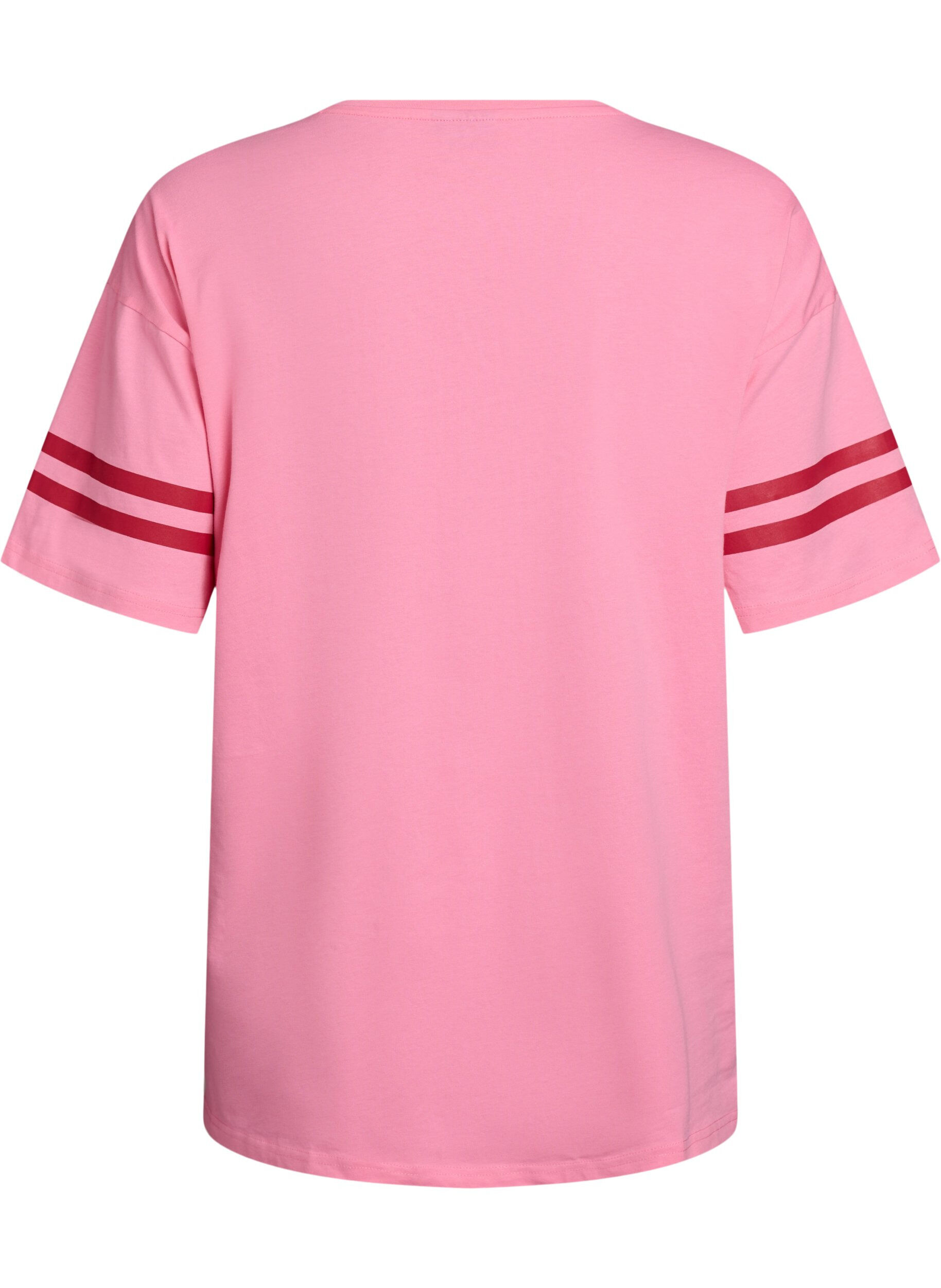 Zizzi Sportief oversized college T-shirt, Roze, Packshot image number 1