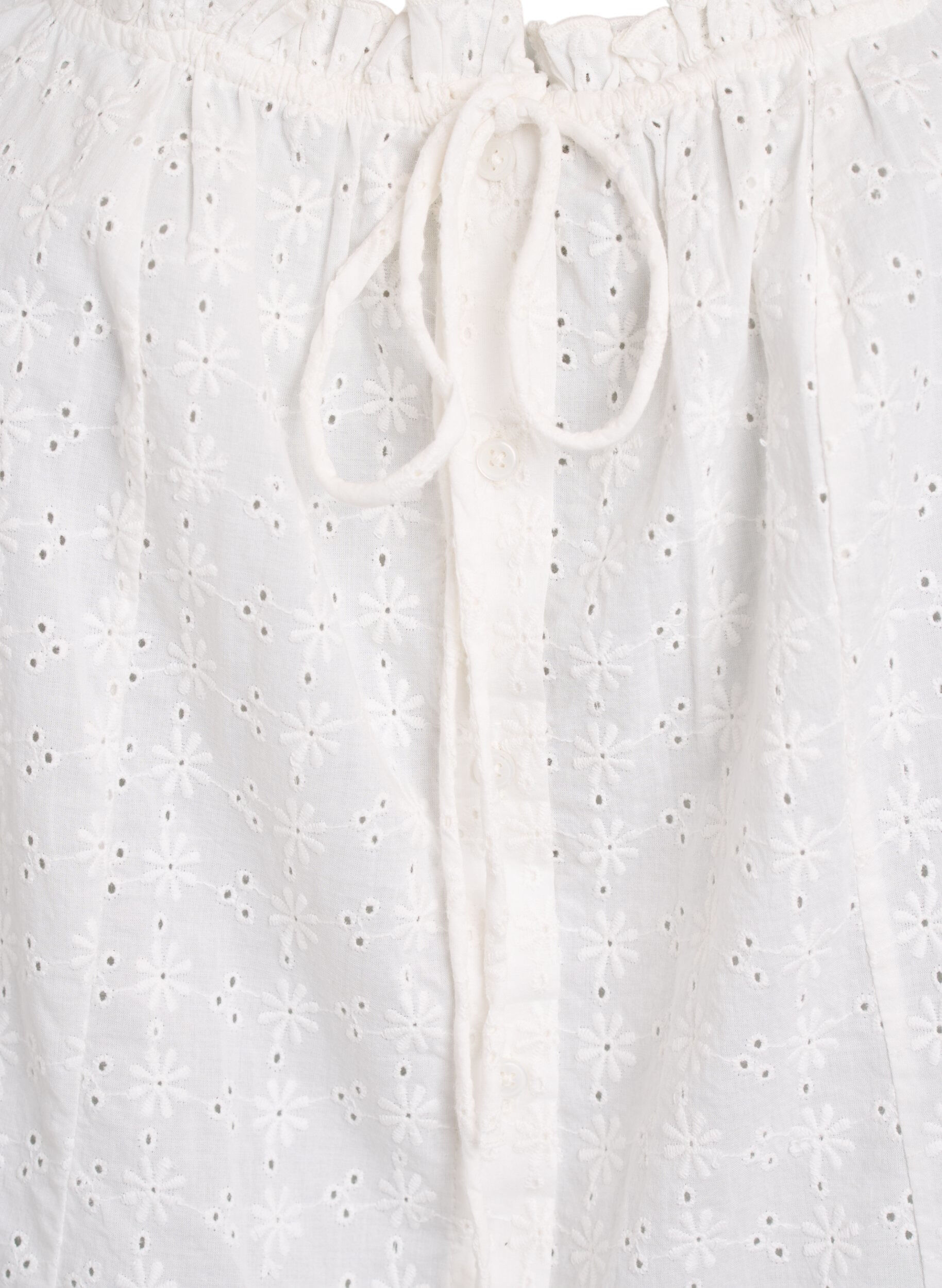 Zizzi Mouwloze blouse met broderie anglaise en ruches, Vanille, Packshot image number 2