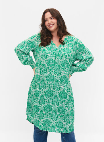 Bedrukte jurk van viscose, Jolly Green Oriental, Model image number 0