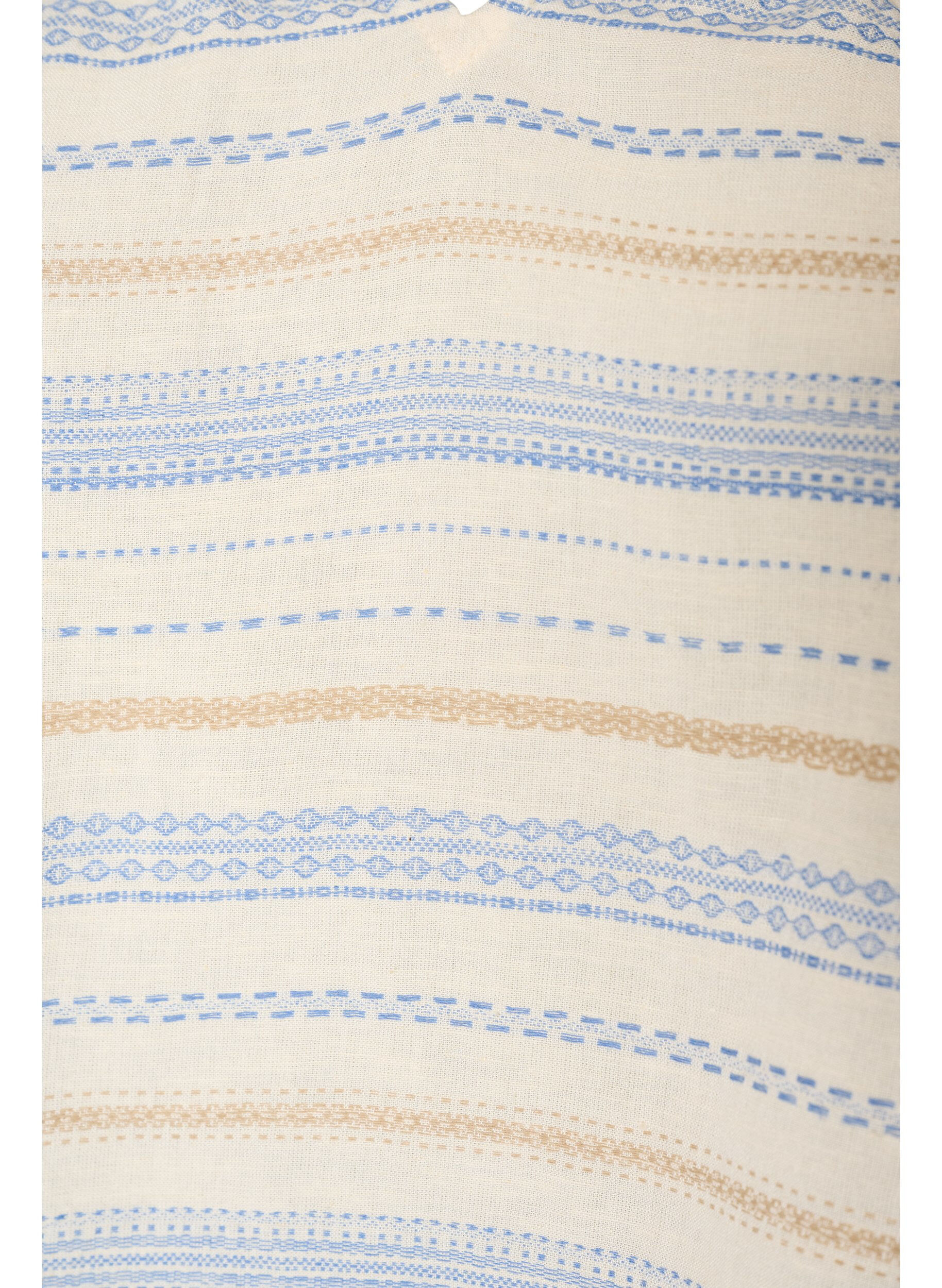 ZizziMouwloze blouse met ruches en gestreept patroon, Vanille, Packshot image number 2