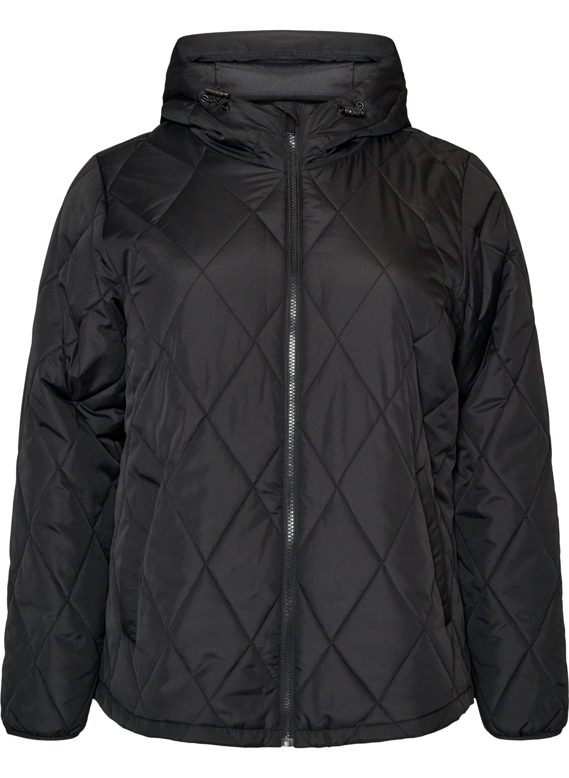 ZizziLicht gewatteerd jack met diamant-quilt, Zwart, Packshot image number 0