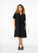 Jurk met korte mouwen en strik in de taille, Black, Model image number 2