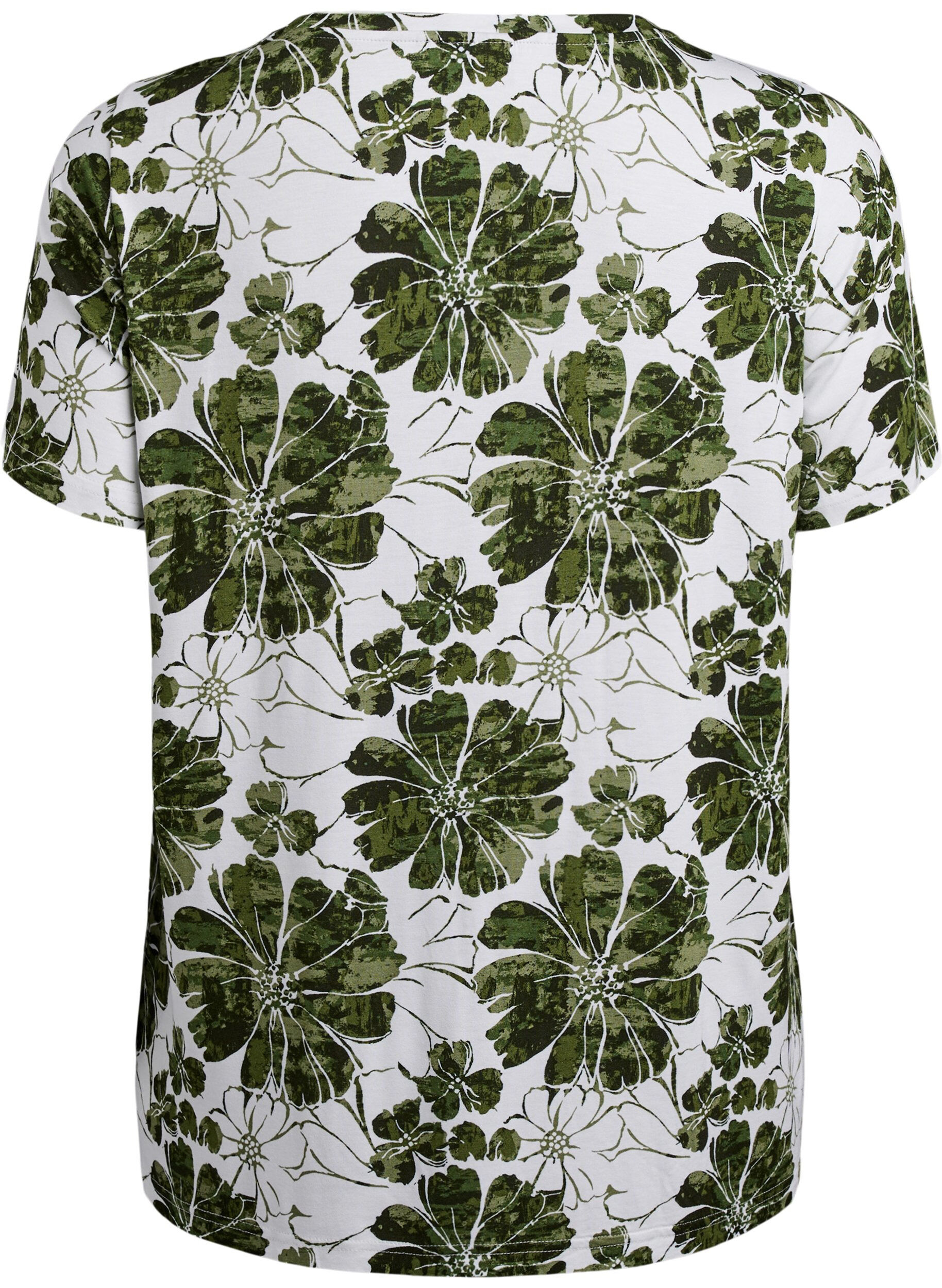 Zizzi T-shirt met bloemenprint, Groen, Packshot image number 1