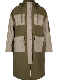 Contrasterende jas met zakken, Dark Olive Comb., Packshot