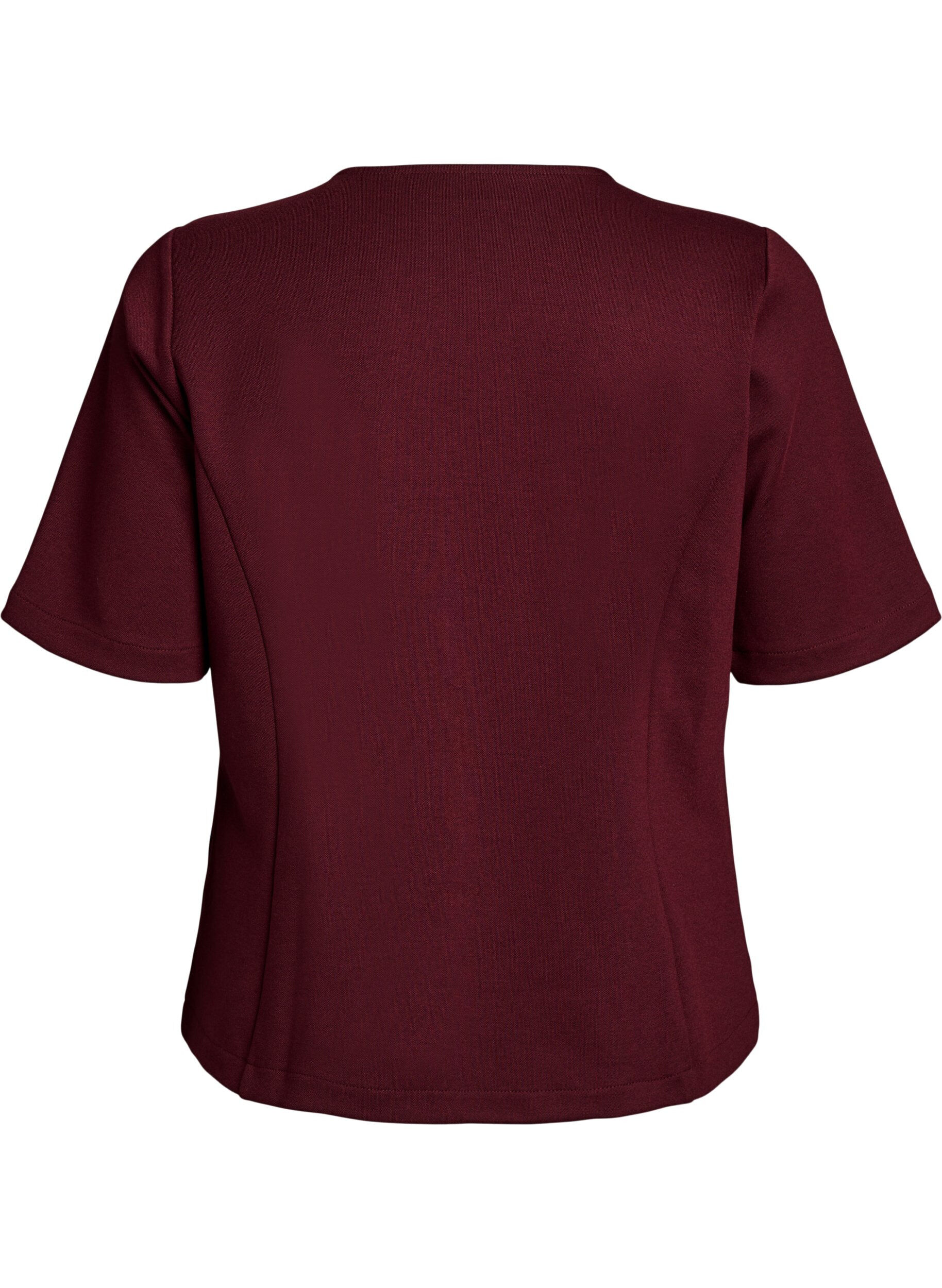 Zizzi Blouse met asymmetrisch wikkeleffect en korte mouwen, Rood, Packshot image number 1