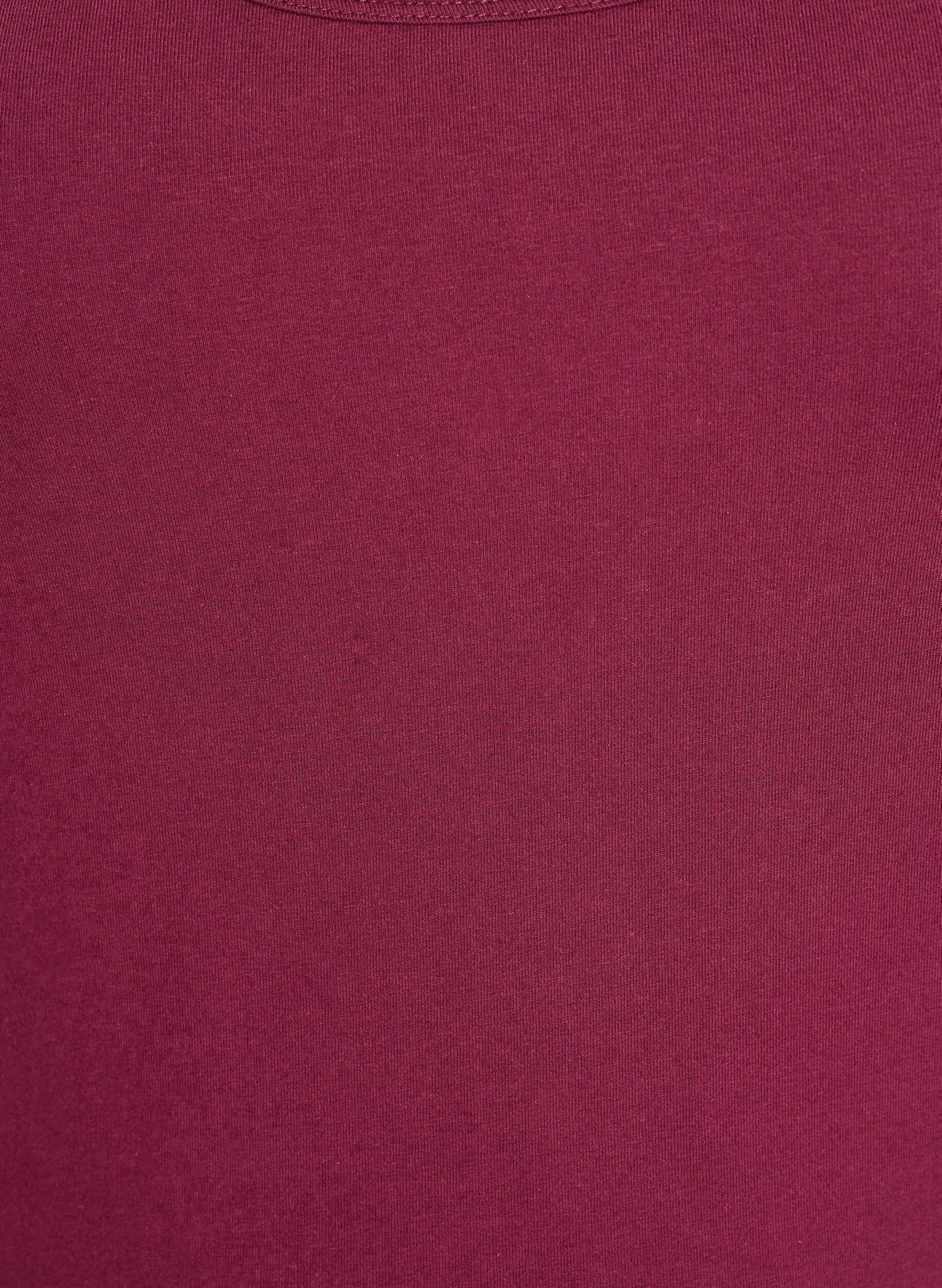 ZizziSolide kleur basis top in katoen, Donker Bordeaux, Packshot image number 2