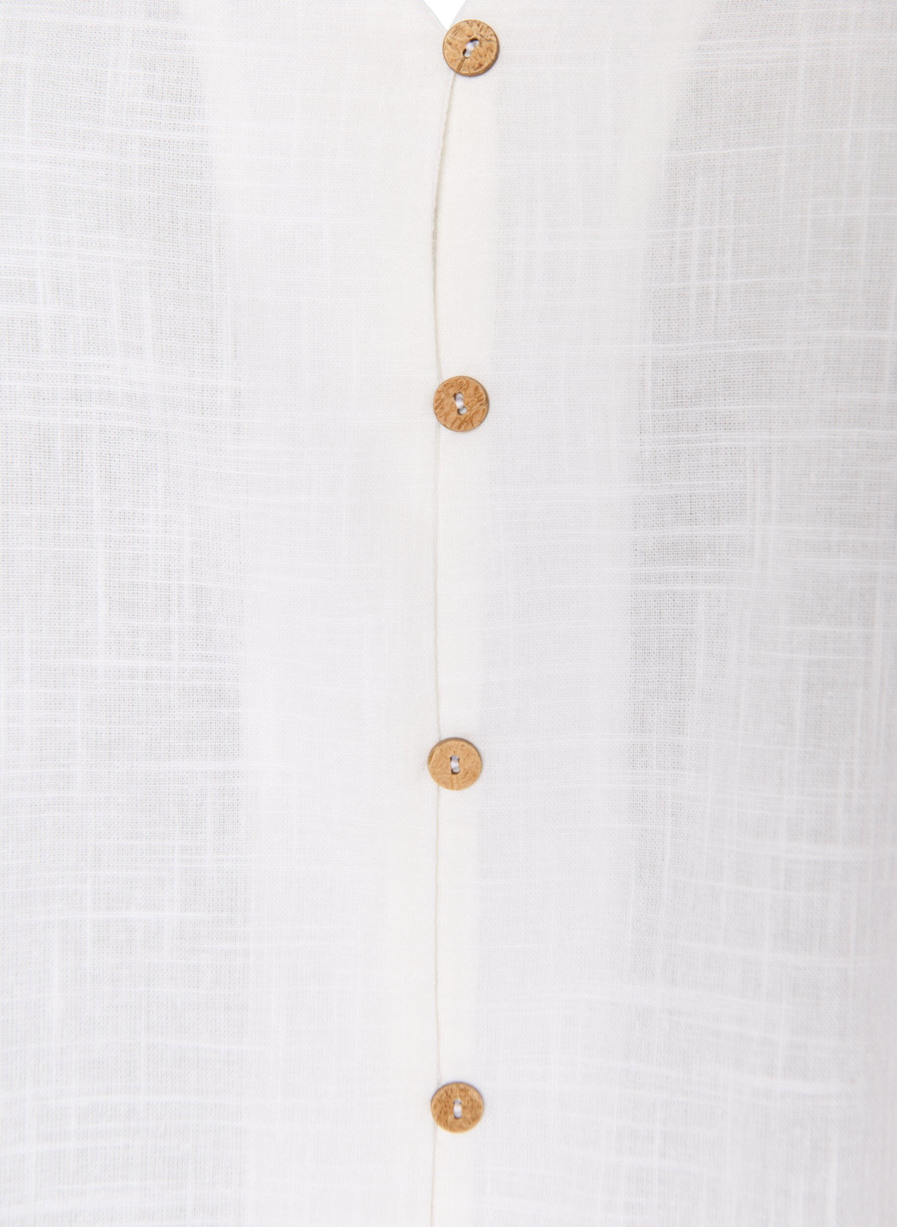 ZizziKatoenen shirt met korte mouwen en een V-hals, Wit, Packshot image number 2