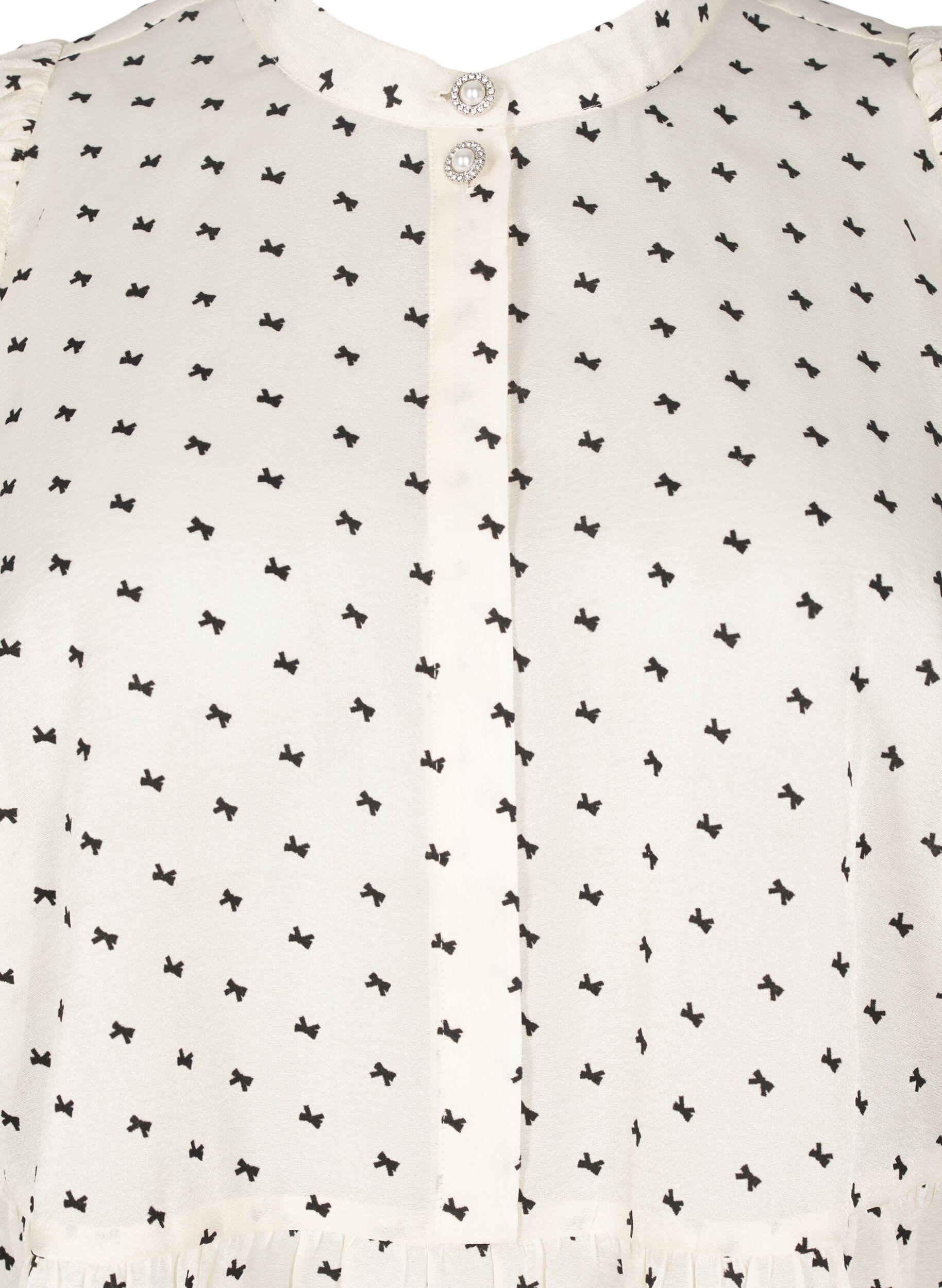 Zizzi Blouse met peplum en strikjes, Ecru w Bow, Packshot image number 2