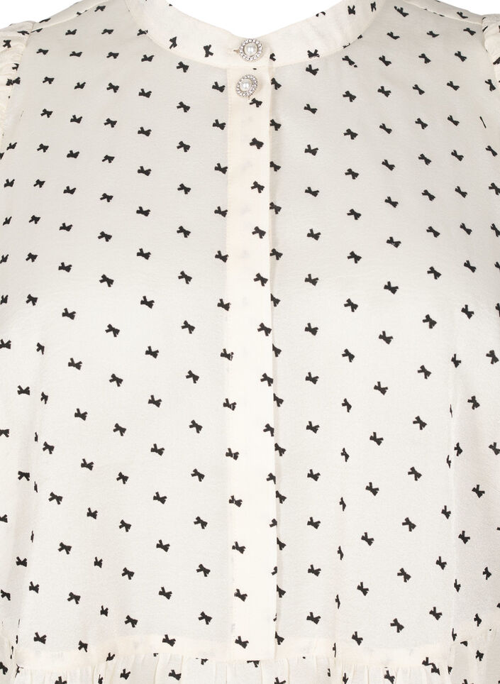 Blouse met peplum en strikjes, Ecru w Bow, Packshot image number 2