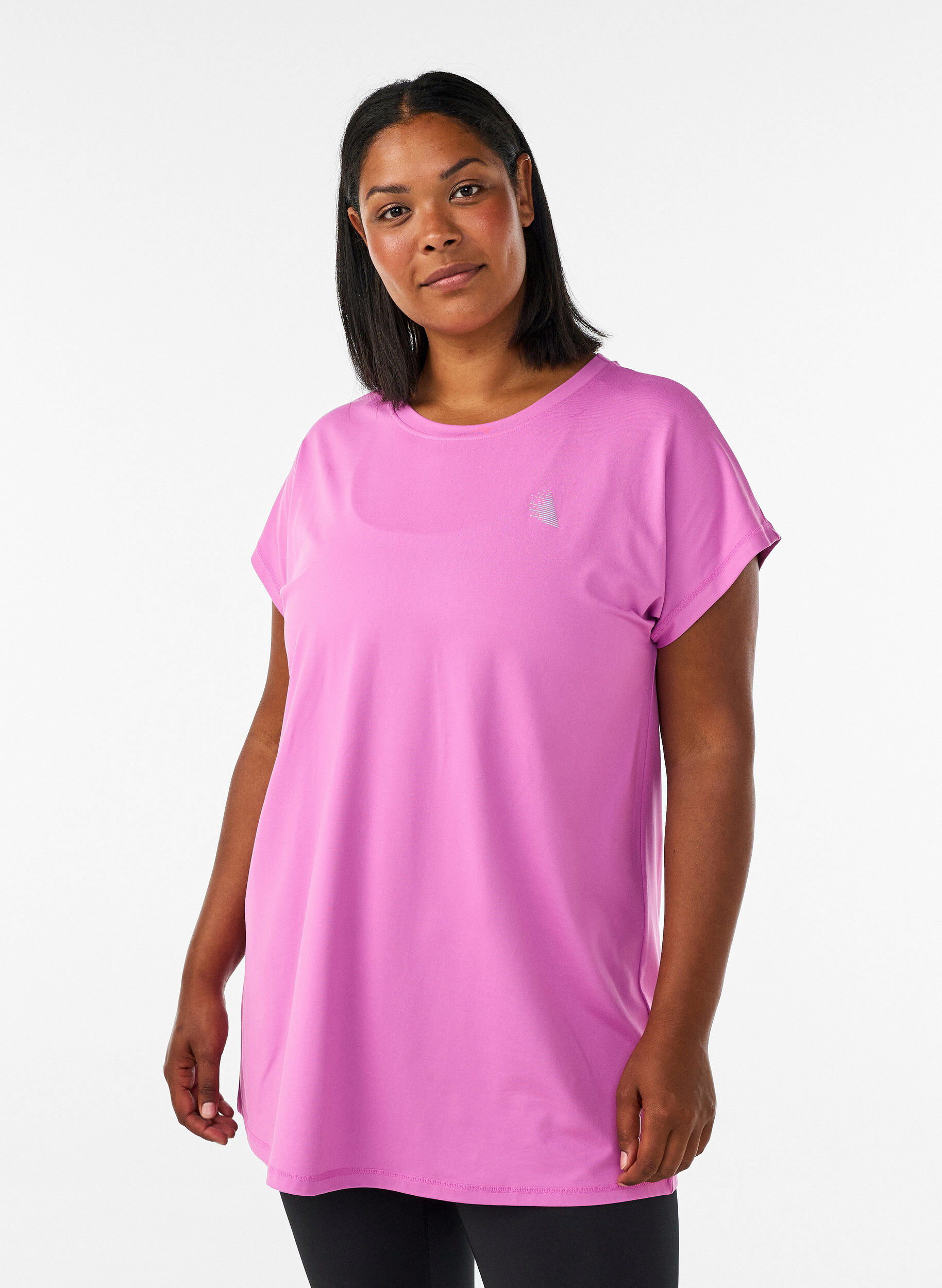 Lang workout T-shirt, Roze, Model