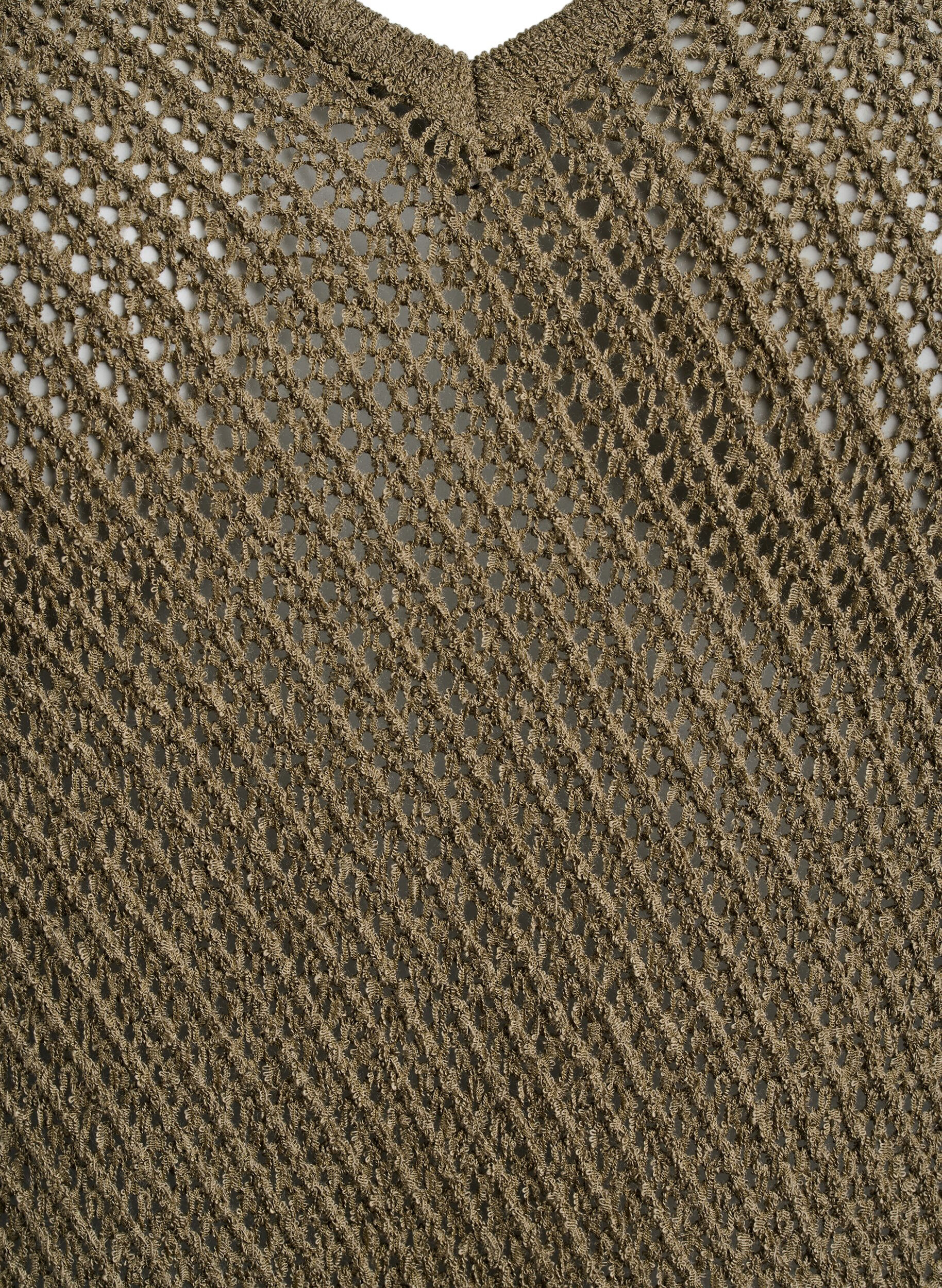 Zizzi FLASH - Mouwloze gebreide top met V-hals, Groen, Packshot image number 2