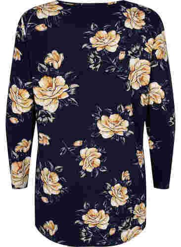 Bloemen blouse met lange mouwen, Night Sky Flower AOP, Packshot image number 1