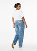 Jeans met rechte, wijde pijpen en stikdetails, Blauw, Model image number 1