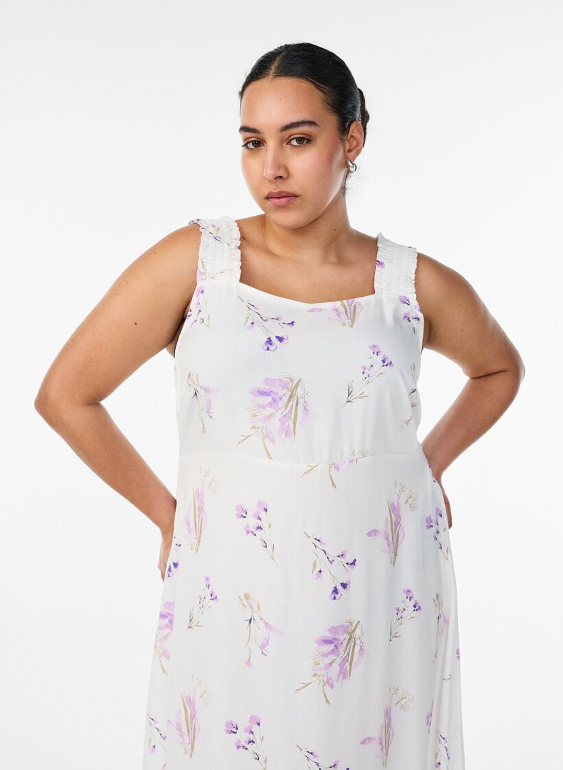 Zomerjurk met brede bandjes, Wit, Model image number 2