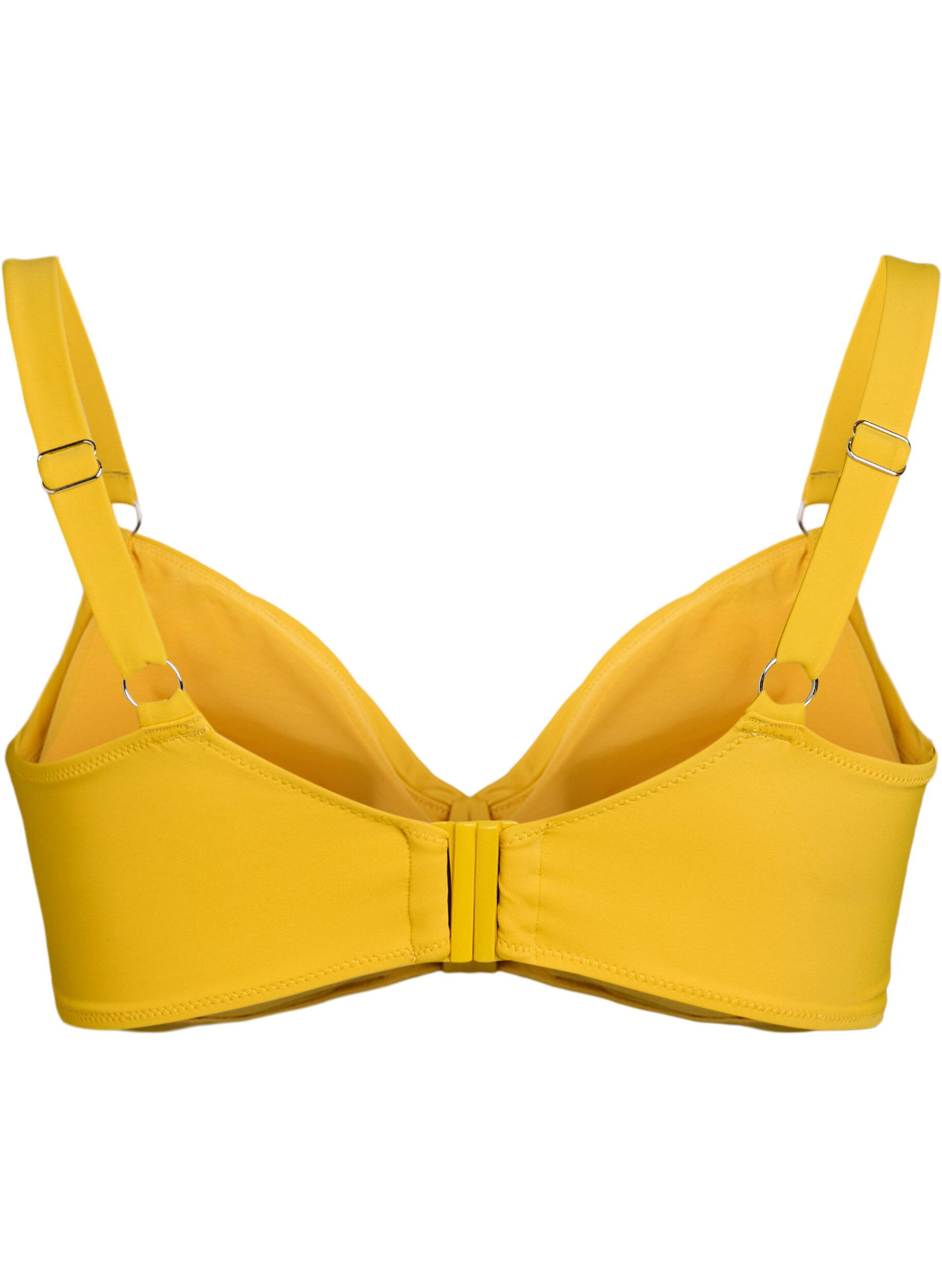 Zizzi Bikinitop met beugel en knoopdetail, Geel, Packshot image number 1