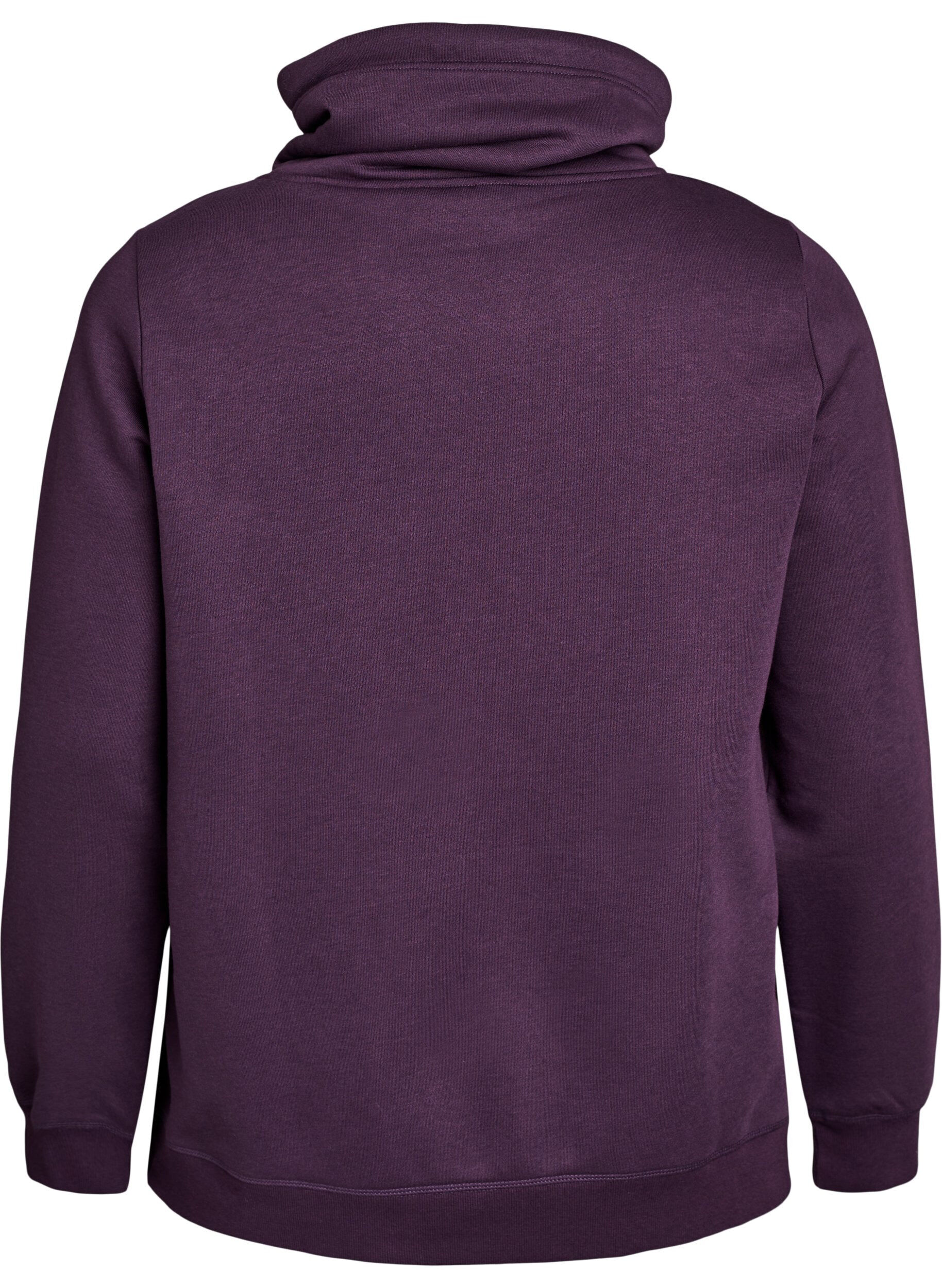 Zizzi Sweatshirt met hoge kraag en zakken, Paars, Packshot image number 1