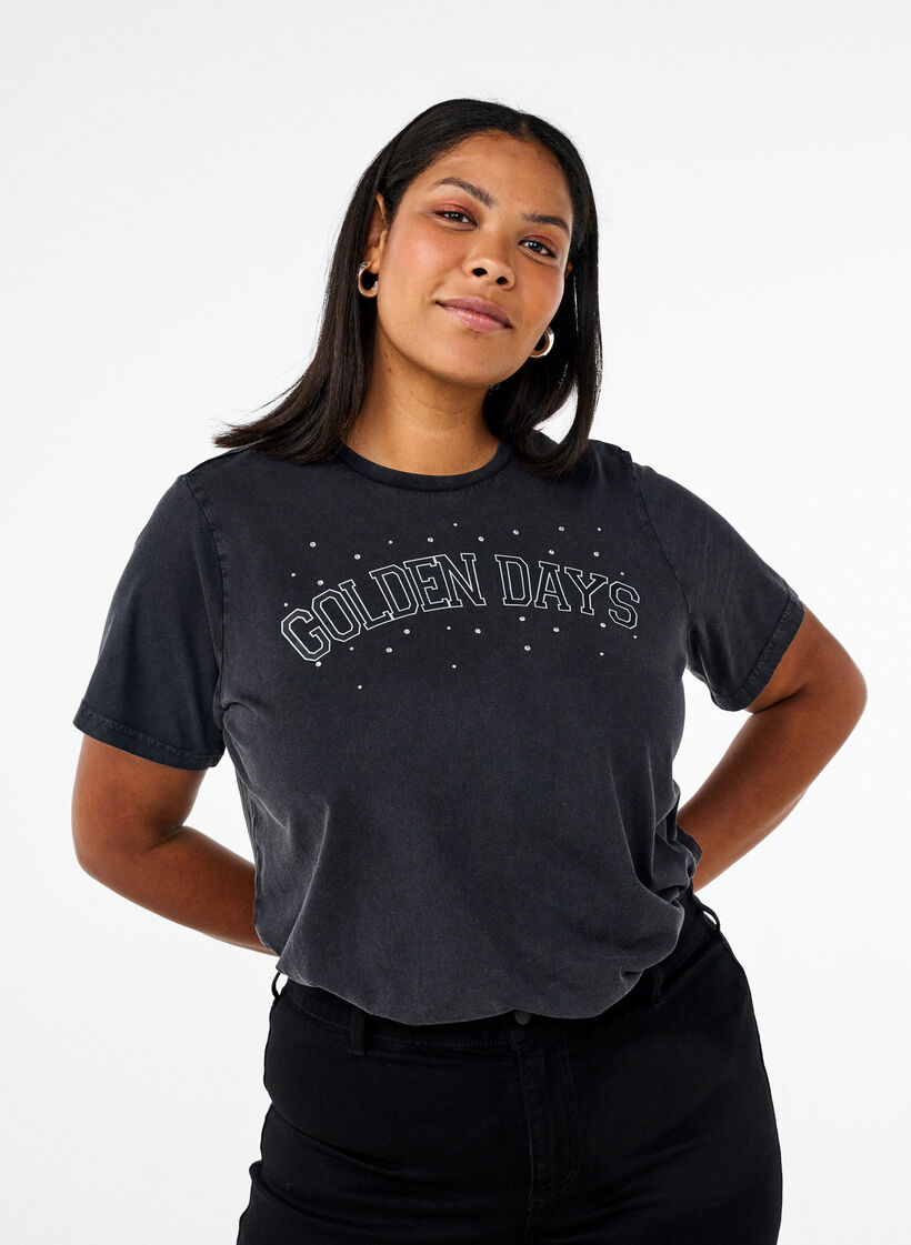 T-shirt in biologisch katoen met grafische print, Grijs, Model image number 0