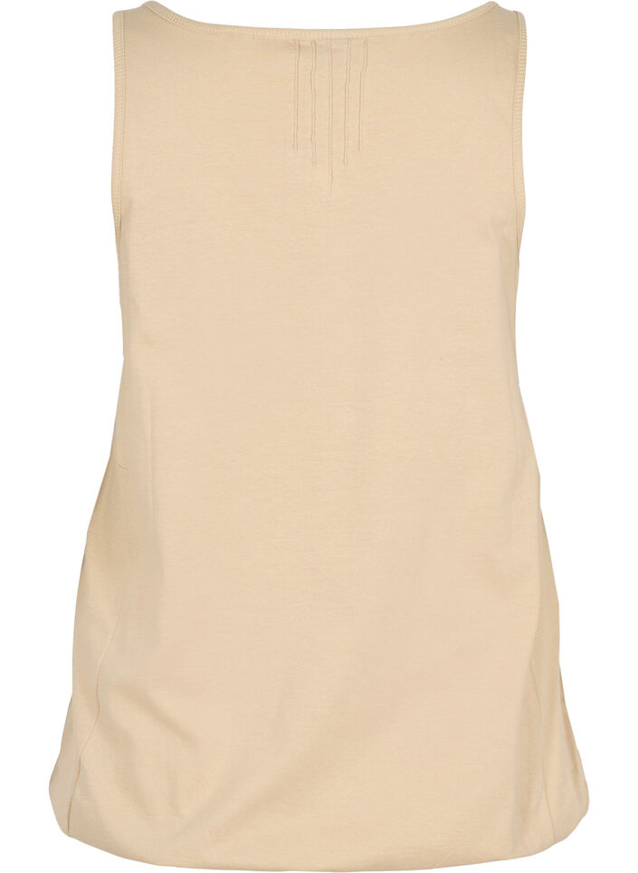 Katoenen top met elastiek in de onderkant en effen kleur, Humus, Packshot image number 1