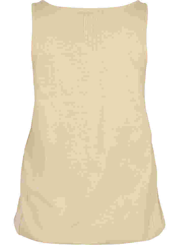 Katoenen top met elastiek in de onderkant en effen kleur, Humus, Packshot image number 1
