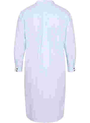Lange gestreepte blouse jurk in katoen, Blue Stripe, Packshot image number 1