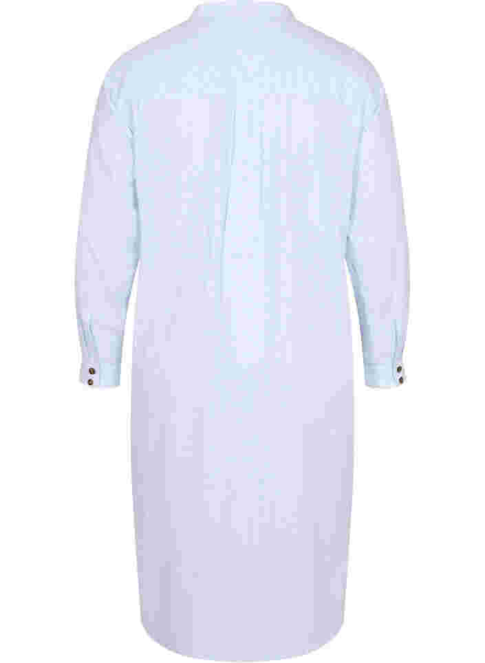 Lange gestreepte blouse jurk in katoen, Blue Stripe, Packshot image number 1