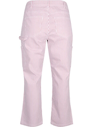 Gestreepte cargo jeans met rechte pasvorm, Rose White Stripe, Packshot image number 1