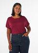 Gestreept T-shirt in viscose met een ronde hals, Rood, Model image number 0