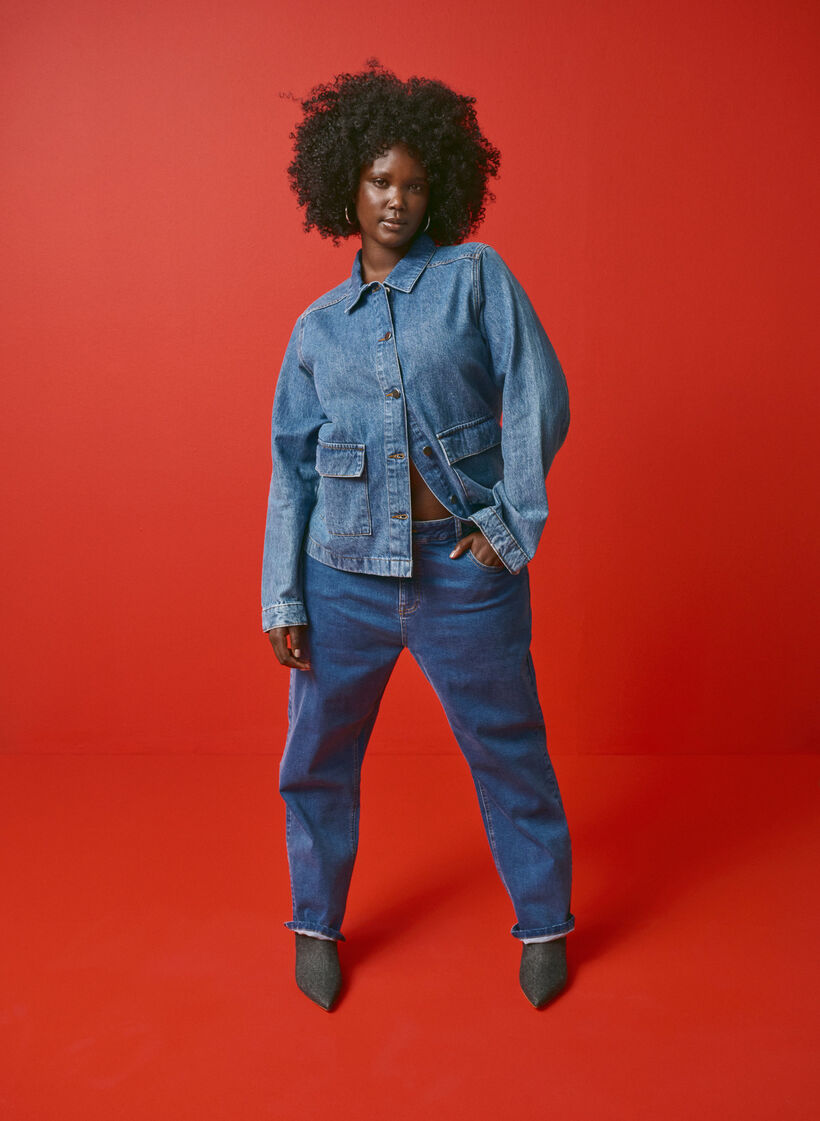 Geknipte Vera jeans met rechte pasvorm, Blue Denim, Image image number 0
