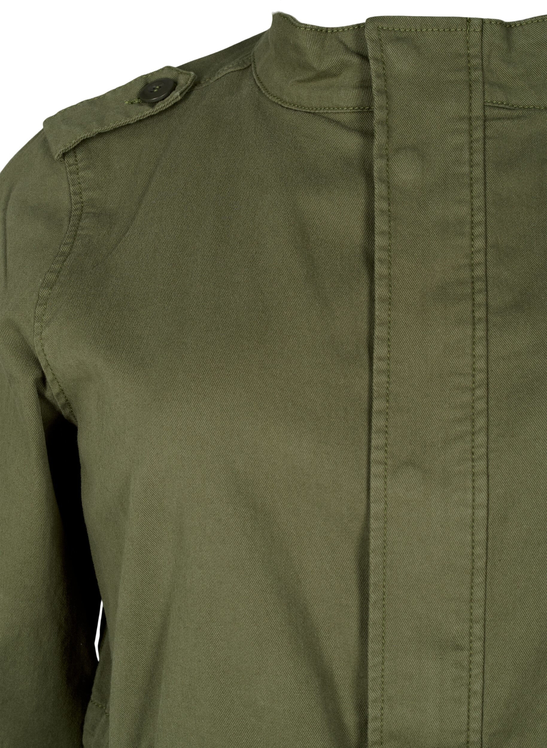 Zizzi Canvas jacket met zakken, Thyme, Packshot image number 2