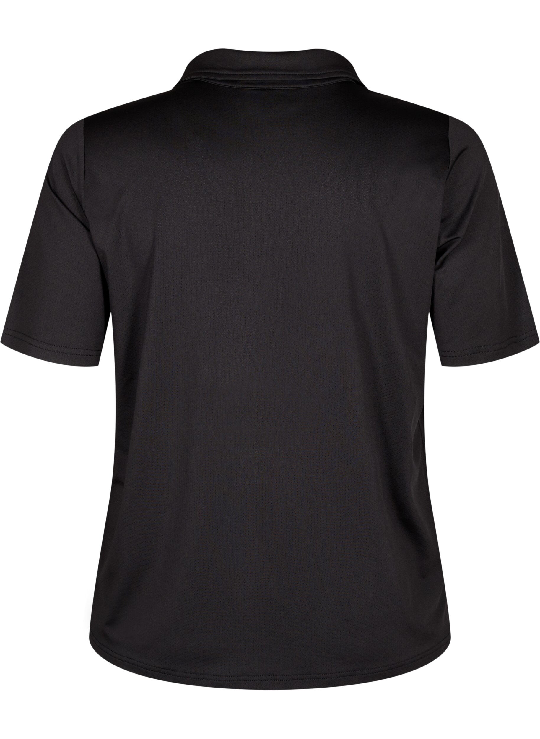 Zizzi Poloshirt met V-hals, Black, Packshot image number 1
