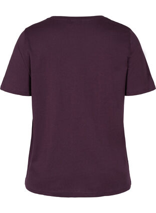 T-shirt in biologisch katoen met v-hals, Plum Perfect, Packshot image number 1