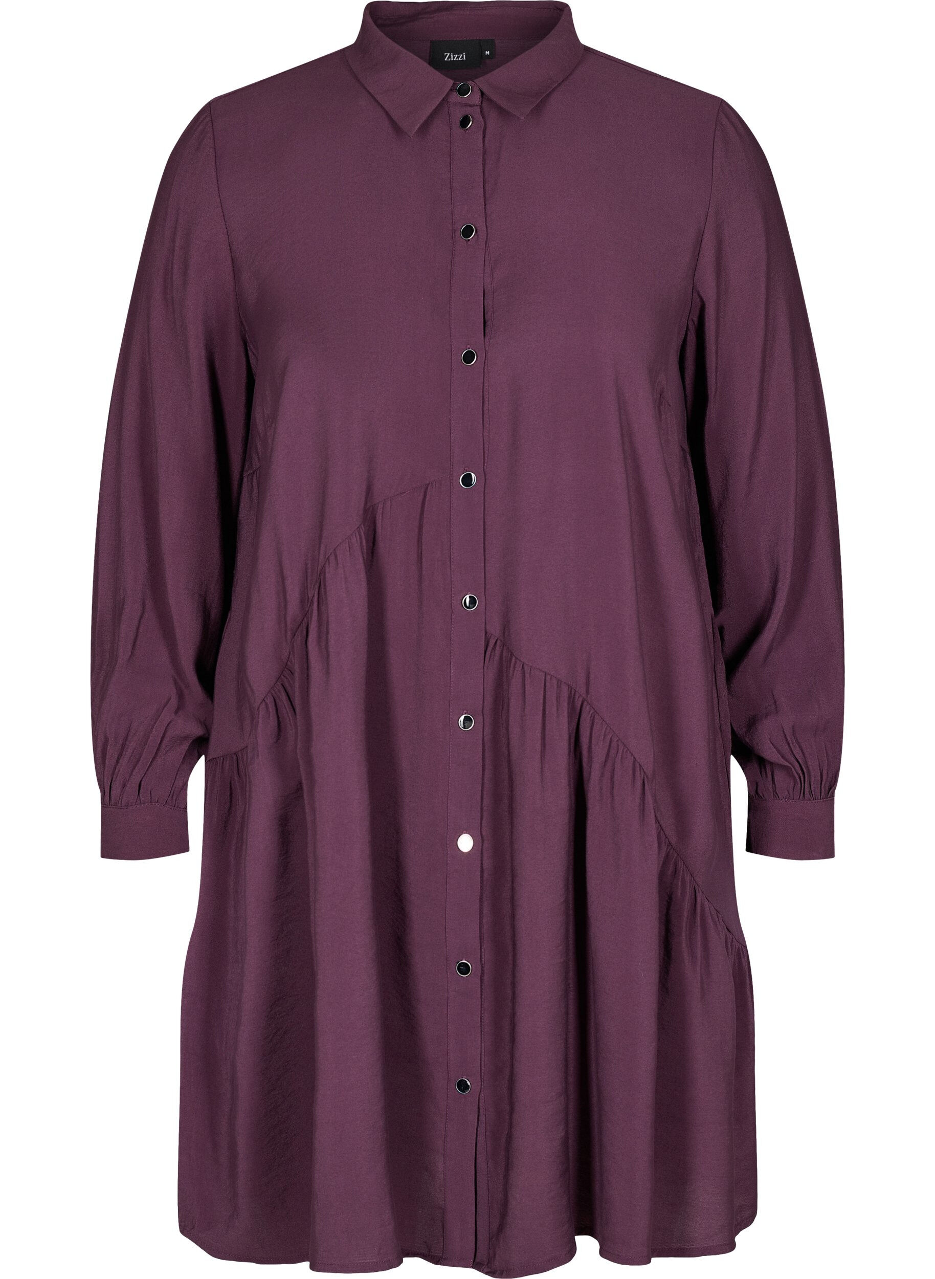 Zizzi Blouse jurk in effen kleur met a-lijn, Plum Perfect, Packshot image number 0