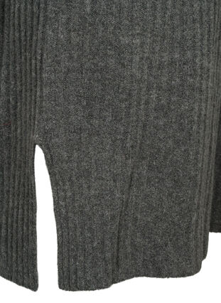 Ribbed Knit Dress met col, Dark Grey Melange, Packshot image number 3