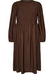 Midi-jurk van viscose met smockwerk, Bruin, Packshot image number 0