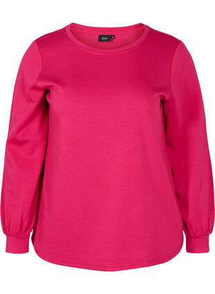Sweatshirt met ronde hals en lange mouwen, Cerise, Packshot image number 0