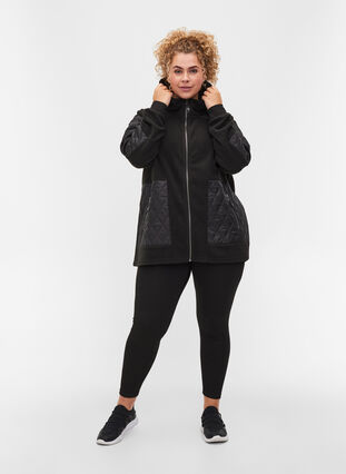 Sportieve fleece jas met capuchon en zakken, Black, Model image number 3