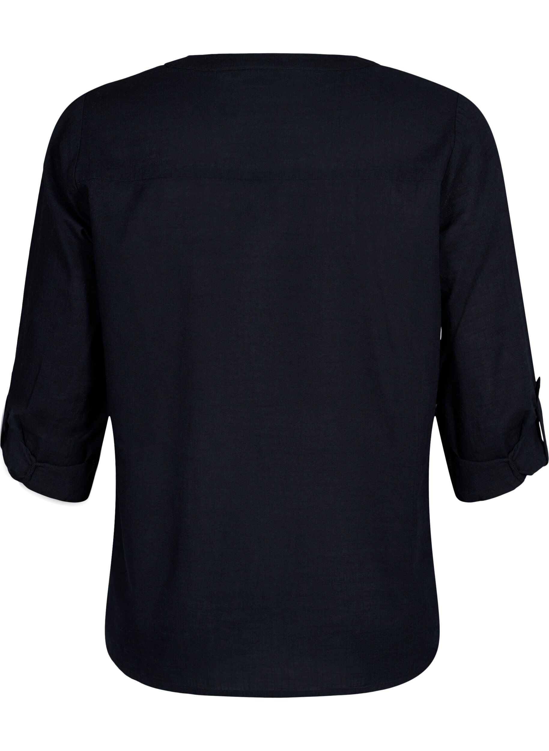Zizzi Blouse van katoen met v-hals, Black, Packshot image number 1