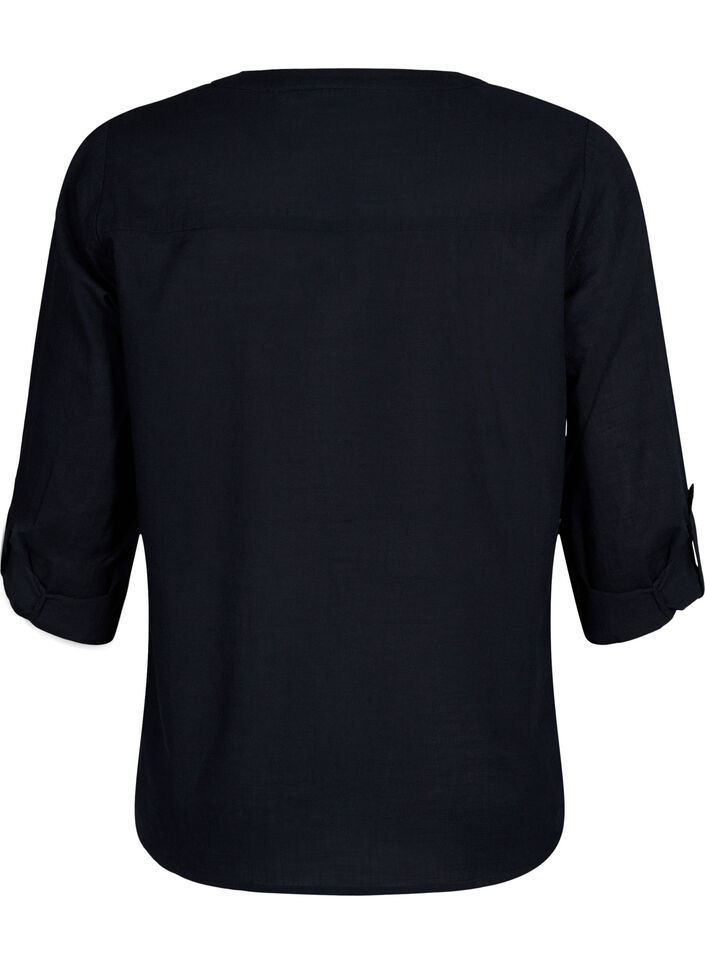 Blouse van katoen met v-hals, Black, Packshot image number 1