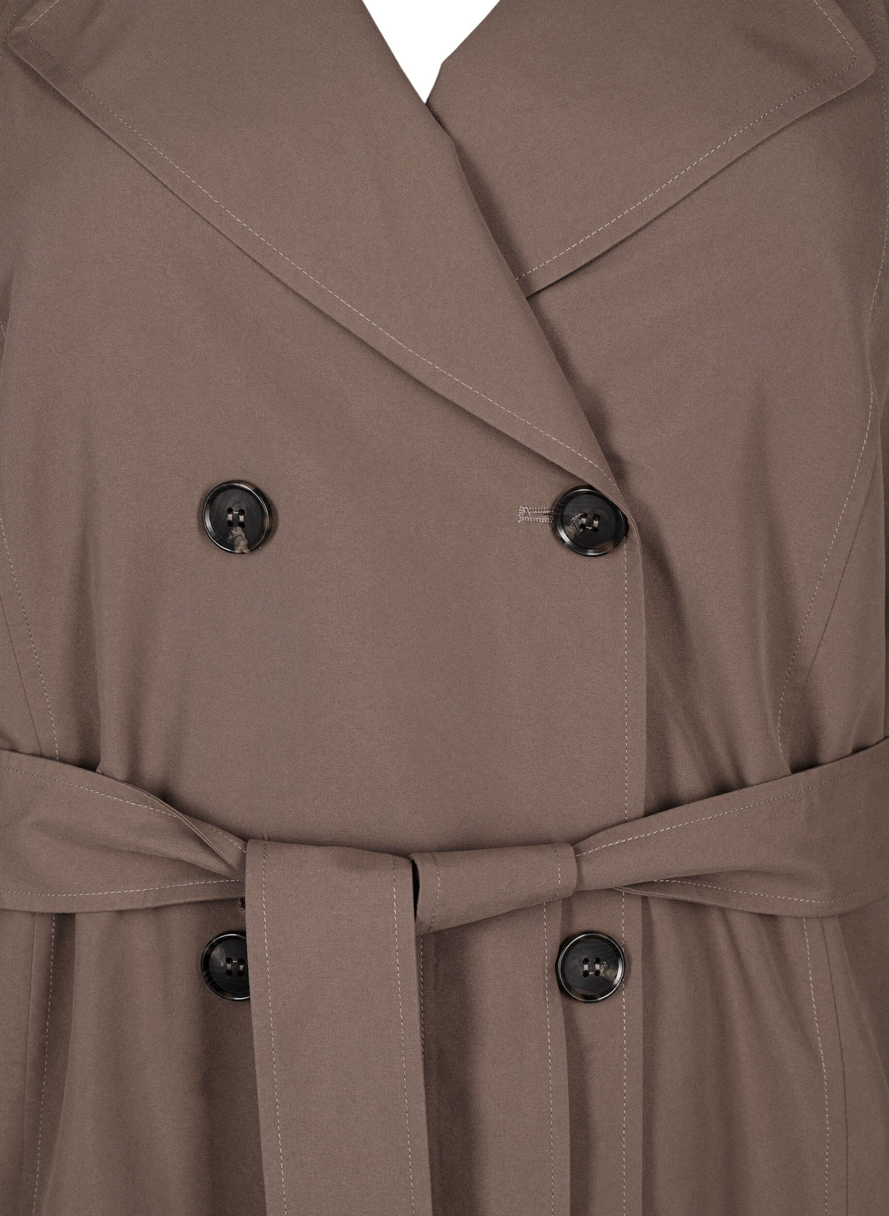 Zizzi Trenchcoat met riem en split, Chocolate Chip, Packshot image number 2