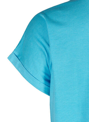 T-shirt met mix van katoen, RIVER BLUE Mel., Packshot image number 3