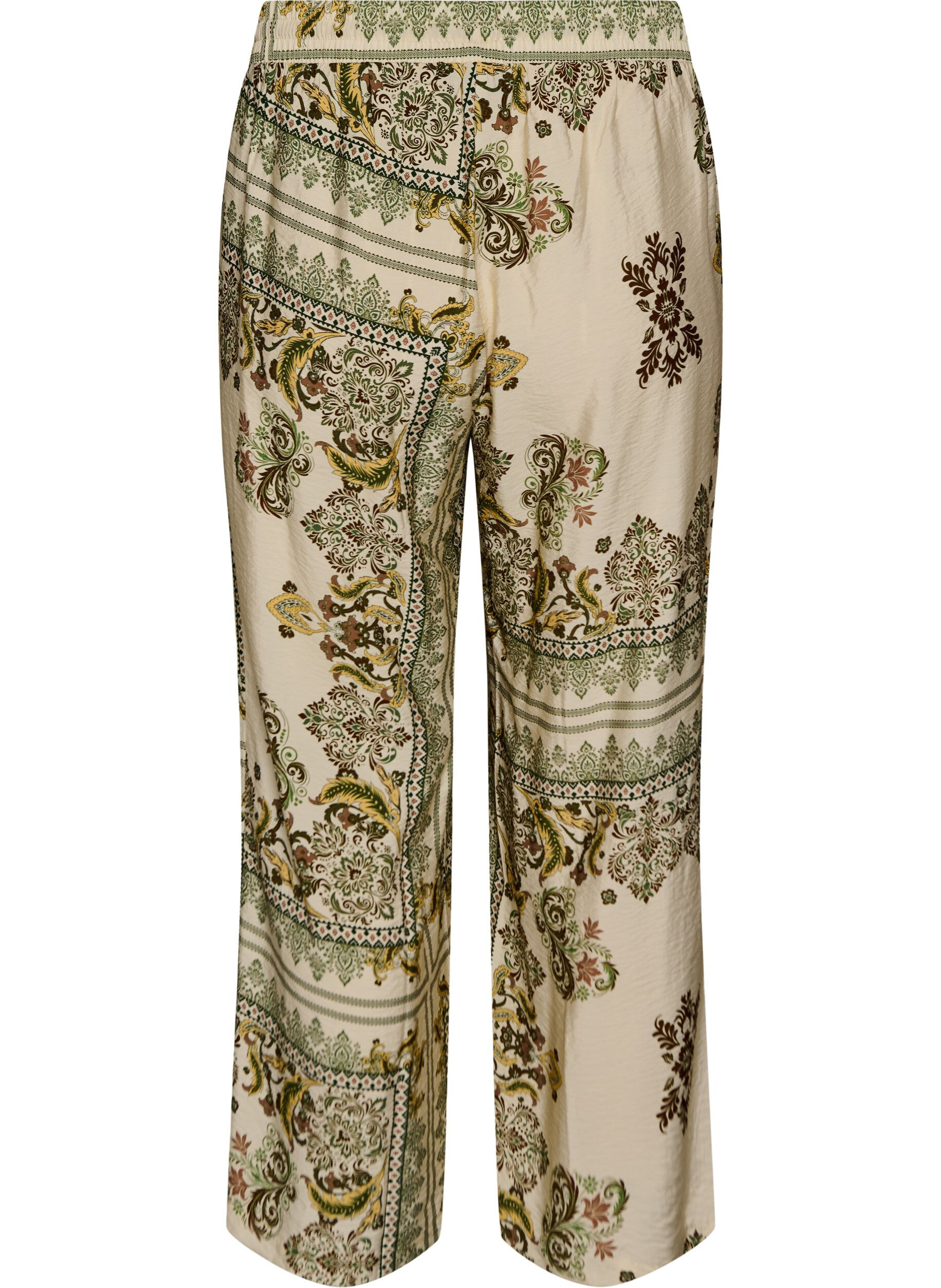 Zizzi Patternbroek met wijde pijpen, Groen, Packshot image number 1
