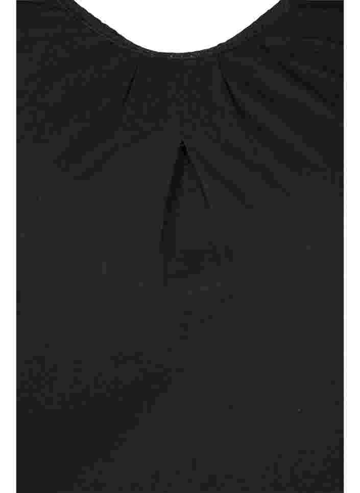 Effen top met 3/4 mouwen in katoen, Black, Packshot image number 2