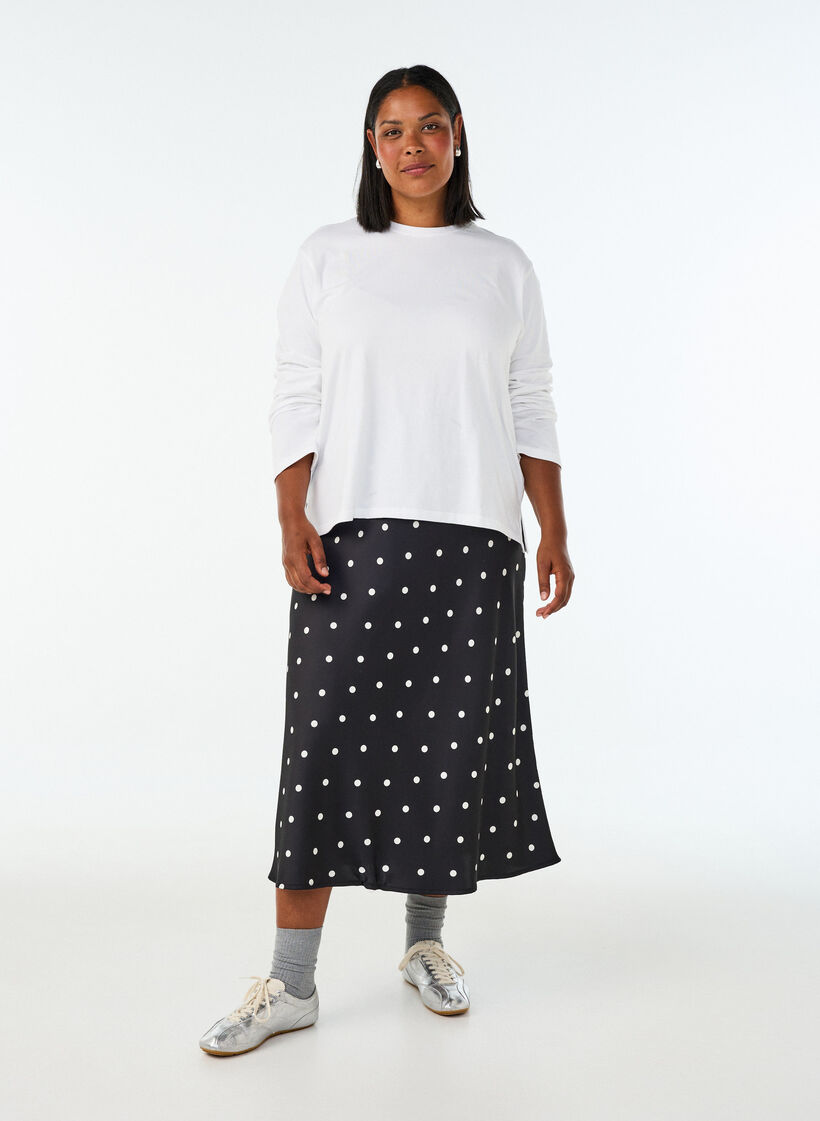 Basic T-shirt met lange mouwen, Wit, Model image number 1