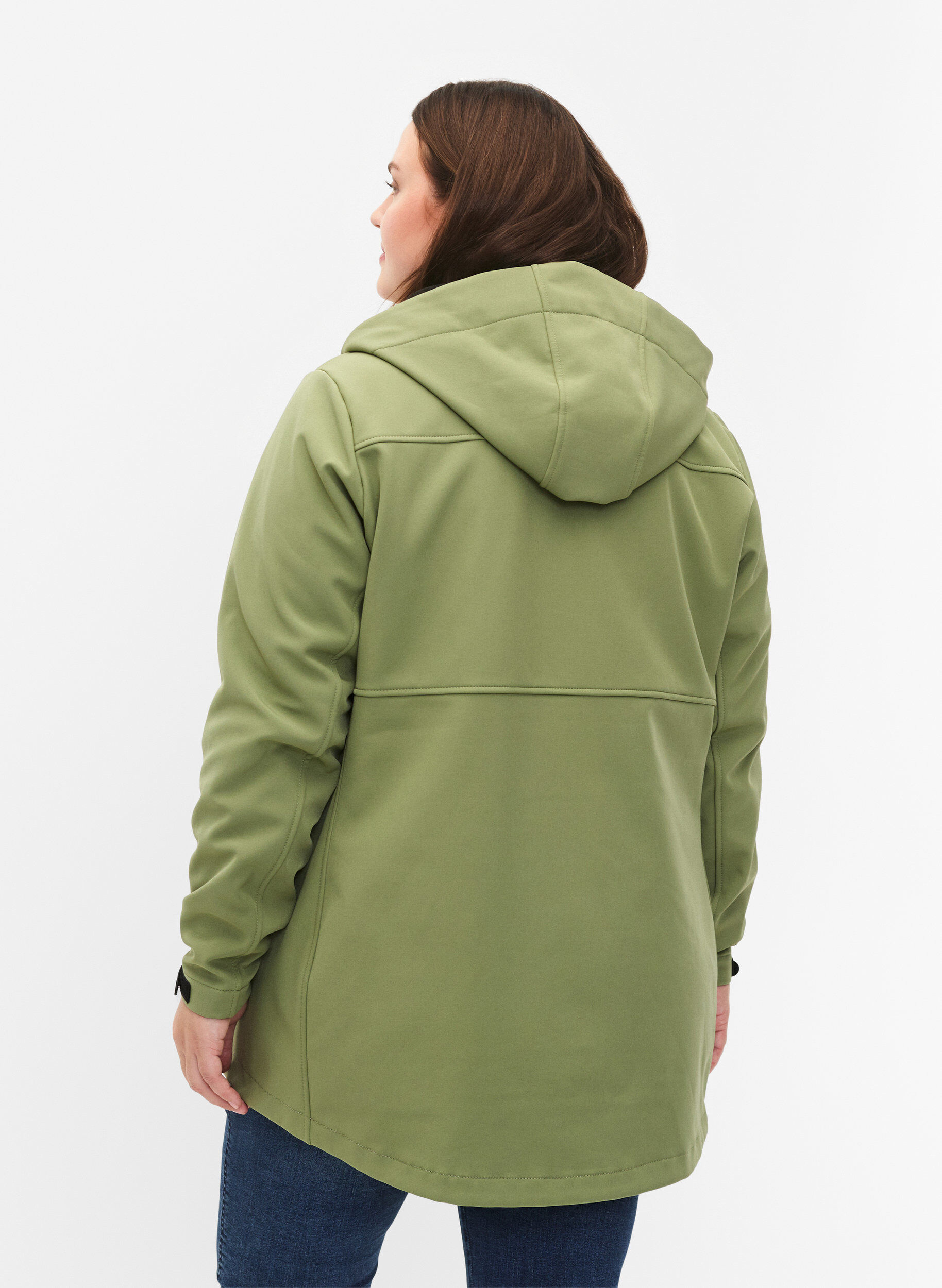 Zizzi Korte softshell jas met zakken, Oil Green, Model image number 1