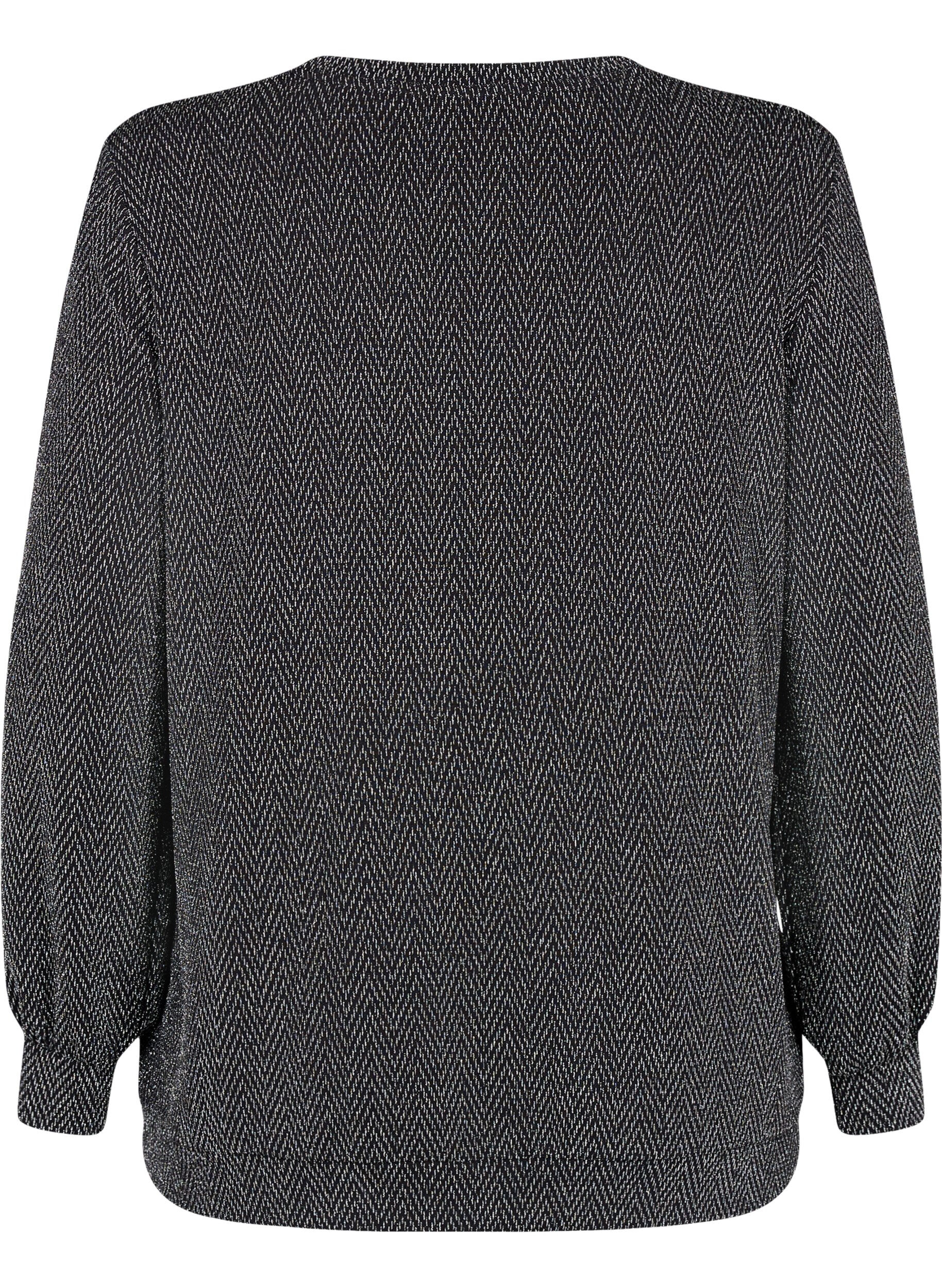 Zizzi Blouse met glinsterend patroon, Silver ZigZagShimmer, Packshot image number 1