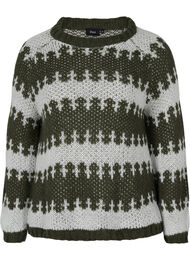 Gebreide blouse met motief, Forest Night Comb