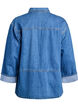 Losse denimblouse met kraag en knoopsluiting, Blauw, Packshot image number 1