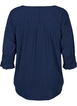 Viscose blouse met knoopsluiting en 3/4-mouwen, Navy Blazer, Packshot image number 1